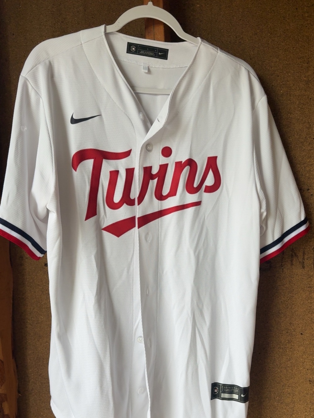 Nike White & Red Twins Baseball Jersey